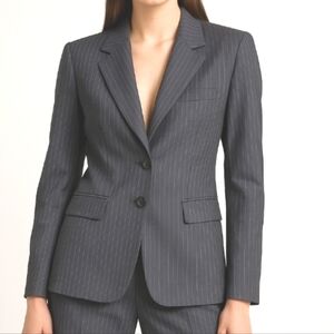 Travis Ayers Two Button Pin Striped Business Jacket Gray 8
